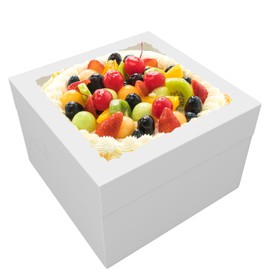 DEENSU DEENSU 4 Pack 12x12x8 Inch White Cake Boxes with Window - Disposable Bakery Boxes for Cakes, Cupcakes, Cookies, and Pastries