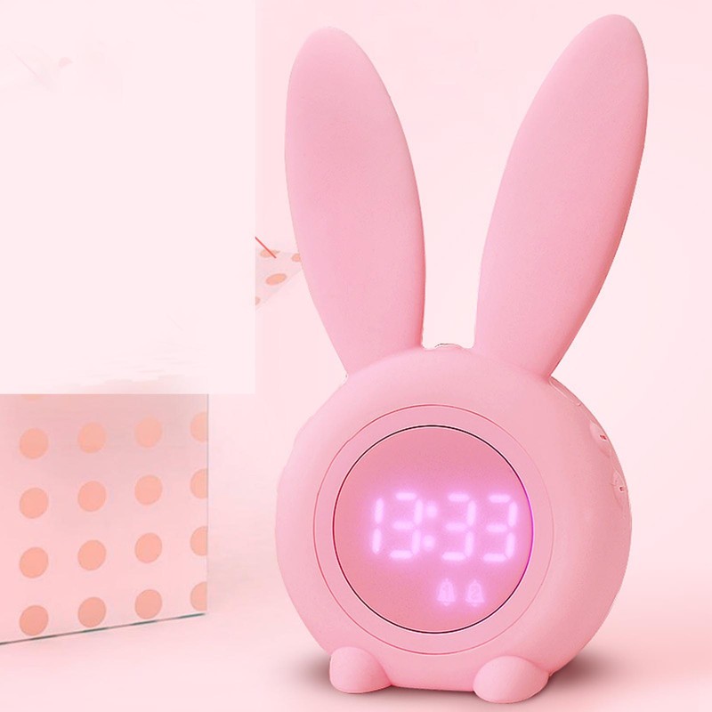 Digital Alarm Clock Cute Bunny Shape LED Night Light Luminous