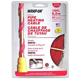 Wrap-On Pipe Heating Cable - 18-Feet, 120 Volt, Built-in Thermostat, Low Wattage - 31018