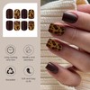 TESGADGETS 24 Pieces Artificial Nails with Leopard Pattern, Short, Square,