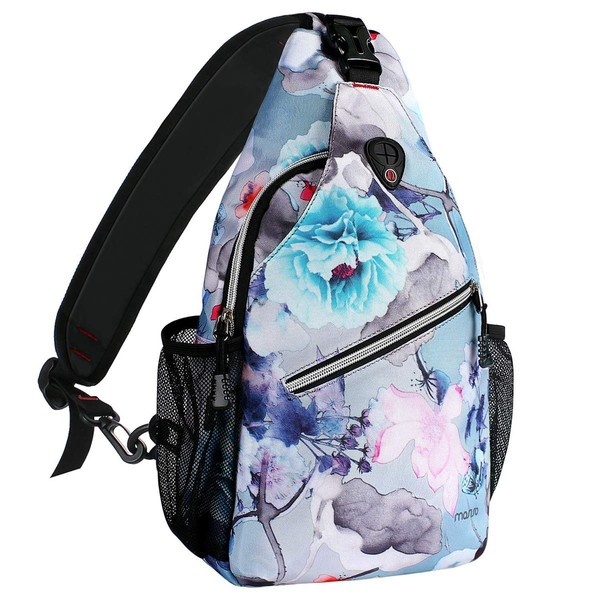 MOSISO Sling Backpack,Travel Hiking Daypack Pattern Rope Crossbody Shoulder Bag, Ink-wash Painting