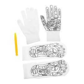 TOVINANNA 1 Set Reflexology Socks and Gloves for Women with Acupressure Tools Comfortable Massage Foot Health and Wellbeing for Home and Travel Use