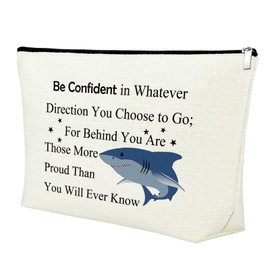 Inspirational Shark Gifts for Girls Makeup Bag Shark Theme Gift Cosmetic Bag Shark Lover Gift Animal Bag Shark Week Gifts Graduation Gifts for Daughter Christmas Gift Cosmetic Bag Travel Pouch