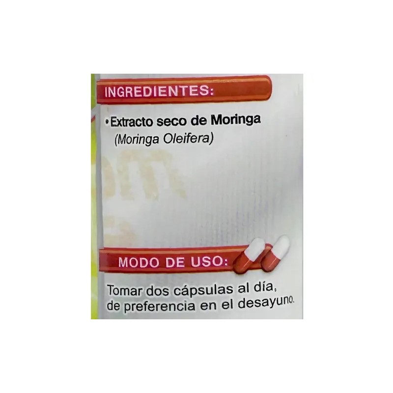 Moringa Capsulas 500mg Supra Natura 72 Unidades Libre Gluten Suplemento