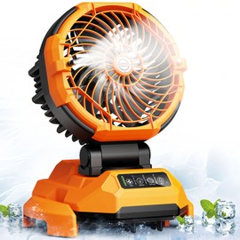Powdeom Portable Misting Fan, 30000mAh Rechargeable Battery Powered Oscillating Cooling Fan, Outdoor Fans for Camping, Patio, Adjustable Base for 10-13in Water Tank(No Bucket Included)
