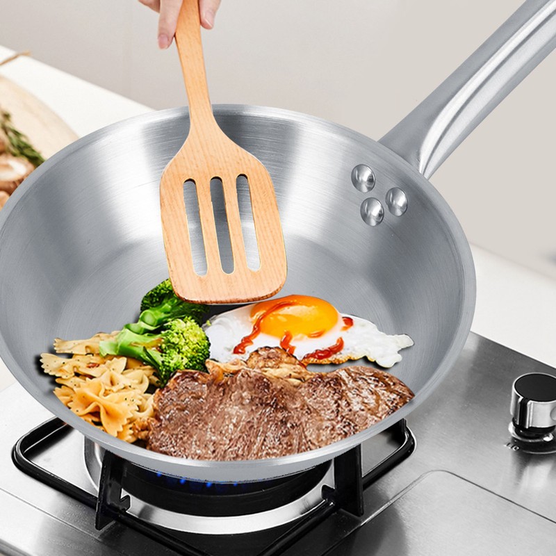 Stainless Steel Frying Pan Single Handle Fried Pan Cookware for