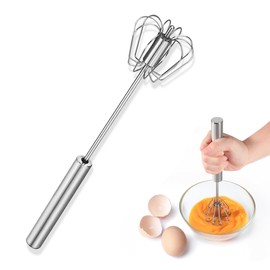 Egg Whisk, Semi-Automatic Whisk, Hand Push Whisk Blender, Stainless Steel Wire Whisk Hand Push Blender Mixer, Rotating Push Mixer Stirrer for Baking, Whisking, Beating, Mixer Milk,12 inch