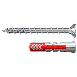 fischer DuoPower 8 x 40 S with ETA, Universal Dowels with PowerFast II Screw, 2-Component Dowels, Plastic Dowels for Mounting in Concrete, Bricks, Stone, Plasterboard and Much More, 50 Dowels + 50