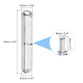 sourcing map Weld Barrel Hinges,10 Pack 2-3/8" Long 15/32" Diameter - 304 Stainless Steel Weldable Detachable Round Body Weld Hinges for Metal Gate Swing Door Trailer Ramp, Dia 15/64" Pin