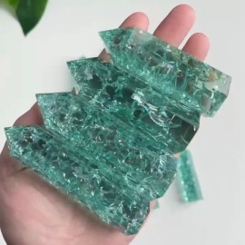 3.15"-3.54" Natural Blue Crackle Quartz Crystal Tower - Healing Crystal Obelisk