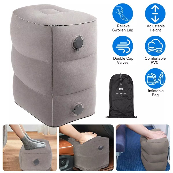 iMounTEK Inflatable Travel Foot Rest Pillow Portable Adjustable Three Layers