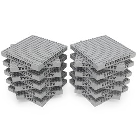 Feleph 5" Base Brick 16x16 Light Bluish Gray 18pcs Plate with Holes and Pin Pixel Classic Blocks Compatible with 65803 3673 Major Plates Brands Toys