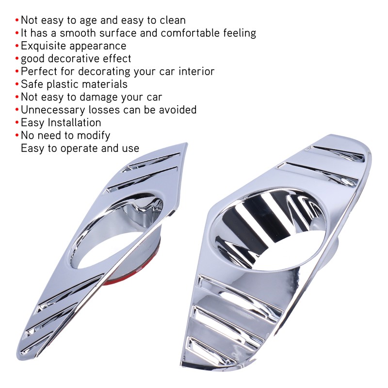 Pair Chrome Front Fog Light Cover Lamp Trims Paste Mounting
