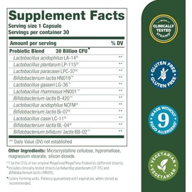 MegaFood MegaFood Digestive Probiotic - 12 Strain Vegetarian Probiotics for Women & Men, 30 Billion CFUs, Support Gut Health, Probiotics for Digestive Health Help Relieve Occasional Gas & Bloating, 30 Capsules