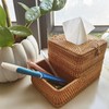 amololo Decorative Square Rattan Tissue Box and Condiment Organizer,6"x6" Napkin