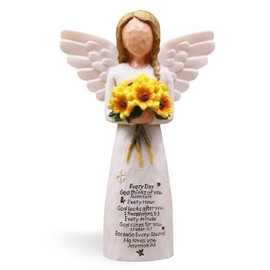 AUMELO Christian Gifts for Women Birthday, Religious Gifts for Women, Mom Sister, Spiritual Inspirational Gift, Hand-Painted Sunflower Angel Figurine with Scripture Engraving