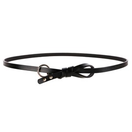 Diyafas Women's Thin Belt Leather Knotted Waistband Dress Decoration Women's Thin Belt, black