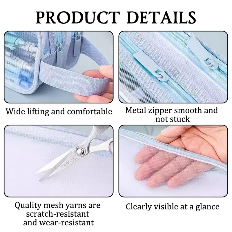 MLPKOI 2 PCS Clear Pencil Case for Exams, Transparent Pencil