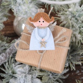 Logbuch-Verlag 6 Angel Decorative Pegs Wooden Pegs Christmas Communion Children's Birthday Decoration 3.5 cm