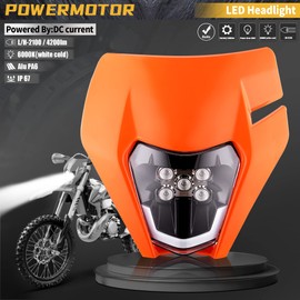 PowerMotor Dirt Bike Headlight,Dirtbike LED Headlights Kit Motorcycle Head Lamp Light Kit Universal for Most Dirt Pit Enduro Bike Motorcycle Headlamp Frontlight for ATV