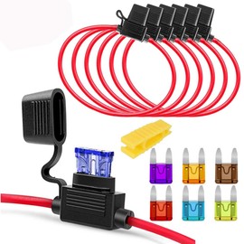 Gebildet 6pcs 32V 20A 16AWG Fuse Holder with Wire for Car Truck, Blade Fuse Waterproof Holder, Inline Blade Fuse Holder with 6 Pieces Small Blade Fuses