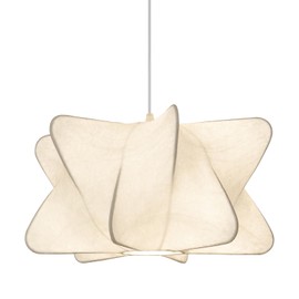 COMSDY 19.7inch Coastal Silk Pendant Light, White Single Head Chandelier Modern Hanging Lighting Fixture for Kitchen Island Bedroom Living Room Restaurant