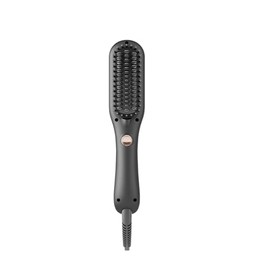 LANDOT Mini Hair Straightener Brush - Ionic Heated Straightening Brush for Frizz-Free & Smooth Styling, Compact Lightweight Dual Voltage Travel Flat Iron Comb for Medium Short Hair, Black