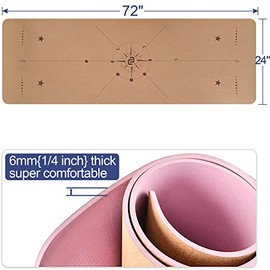 Numat - Tapete de corcho para yoga, 6 mm de grosor, 72 x 24 pulgadas, resistente al sudor, antideslizante, respetuoso con el medio ambiente, ligera es