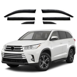 MNGYNUKA Window Visor 6 Piece Set for Toyota Highlander 2014 2015 2016 2017 2018 2019 / Safe RAIN Out-Channel Guard Deflector (for Highlander 14-19 6-Piece Set Chrome)
