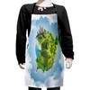 Ambesonne World Apron, Cartoon Style Globe with Greenery Peaceful Idyllic