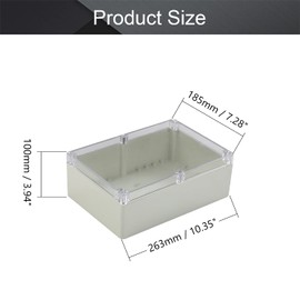 Fielect Junction Box ABS Plastic Dustproof Waterproof IP67 Universal Electrical Project Enclosure with PC Transparent Clear Cover 10.35" x 7.28" x 3.74"