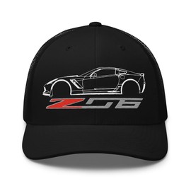 C7 Sports Car Z06 Trucker hat for 7th Gen Corvette Drivers Owners Custom Car Show mesh Back Cap