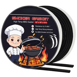 Gasket Seals, 1/2" x 1/8" 15 ft High Temp Grill Gasket Replacement Self Stick Felt, High Heat BBQ Gasket Tape for Smokers BBQ Lid Black by - Colour: 1/2 x 1/8 inch-15 ft