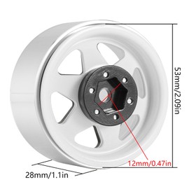 INJORA 1.9 Beadlock Rim Offset -8.9 mm Metal Deep Dish Hub for 1/10 RC Crawler Car TRX4 Axial SCX10 90046 UTB18, White