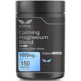 CALMING MAGNESIUM BLEND 150 cápsulas (1000mg por porción) Citrato de Magnesio, Glicinato y L-Treonato de Magnesio Quelados, by Eternal Nutrition - Ingredientes Naturales Premium