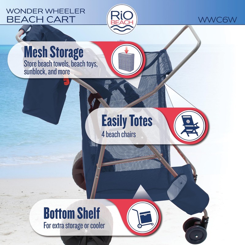 Rio Beach Wonder Wheeler Deluxe Utility, Lawn, and Beach Foldable