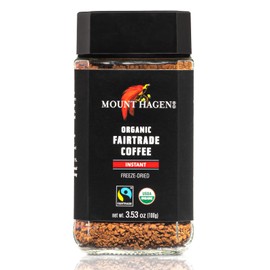 Mount Hagen Jar + Resealable Pouch Organic Freeze Dried Instant Coffee - Combo Pack | Eco-friendly, Fair-Trade Medium Roast Arabica Beans [3.53oz Jar + 7.05oz Resealable Pouch]
