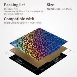 Upgraded Smooth/Textured PEK+PEI Sheet 410x410mm,Kobra Max Double-Sides Spring Steel Build Plate Magnetic Flexible Heated Bed for Anycubic Kobra Max,Creality CR-10 S4 3D Printer