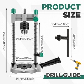 Zonon Portable Drill Guide Attachment Multi Angle Drill Press for 1/4" and 3/8" Chuck Adjustable Precision Drilling Jig Attachment from 45 to 90 Degrees for Hand Drilling Angled Straight Holes Black