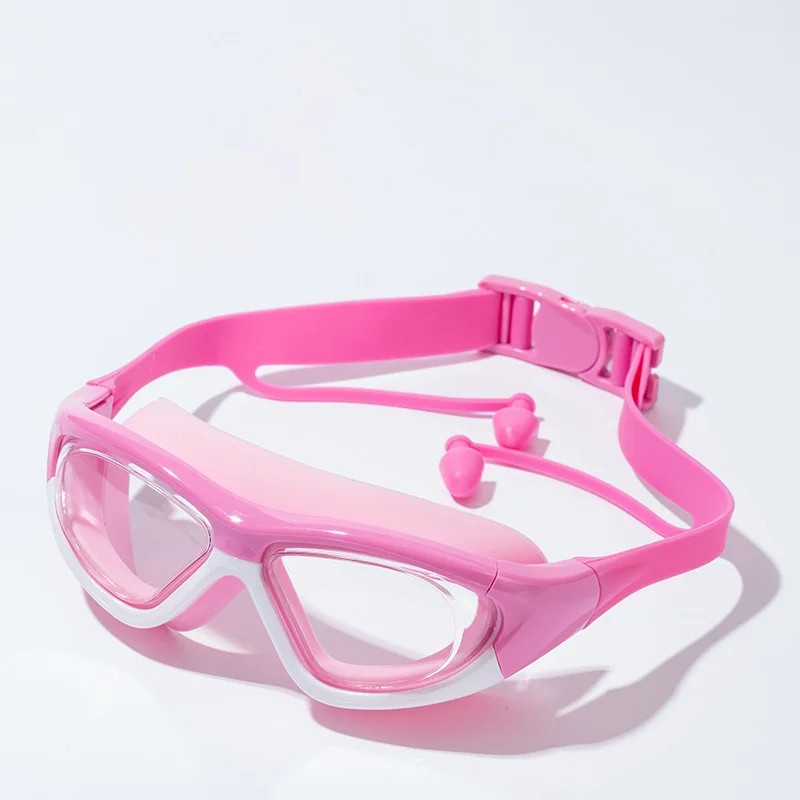Kids Swim Goggles with Earplugs – Anti-Fog Waterproof Large Frame
