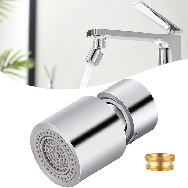 APPASO Faucet Shower Faucet Nozzle, Bubbler, 360° Rotation, 2 Modes Switching, Prevents Water Sprays, Water Saving, Easy Installation, Connection Adapter Included, Washbasin/Kitchen Faucet