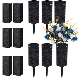MOOMASS Cemetery Vases with Spikes and Foam - Cemetery Flower Holders with Black Drainage Hole, Perfect for Cemetery Grave Decoration (6)