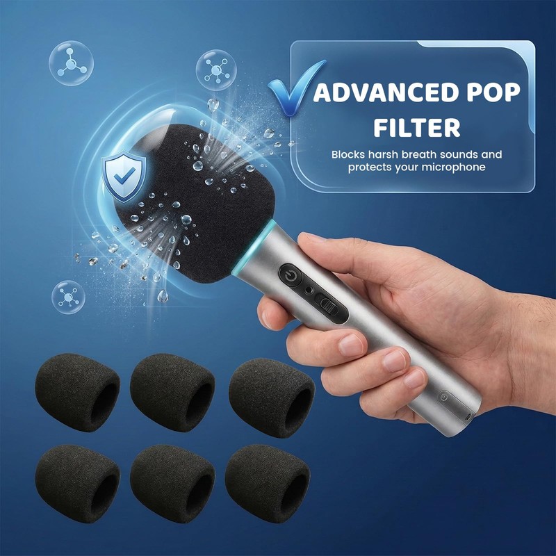 Pack of 6 Microphone Wind Protection, Pop Protection Microphone Made