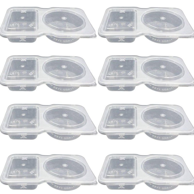 JOLAFUNBS 8 Set Double Compartment Snack Pot Reusable Snack Containers