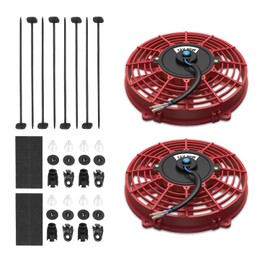 Auto Dynasty Electric Radiator Fan, Dual Universal 7 Inch Radiator Cooling Fans Assembly w/Thermostat Wiring Switch Relay Kit, Natural Black