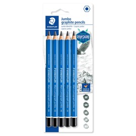 Staedtler Mars Lumograph Jumbo Art Drawing Pencils, Graphite Pencils in Assorted Grades, Set of 5, 100J-S BK5