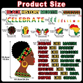 gisgfim Black History Month Classroom Bulletin Board Decorations Set African American Celebration Cutouts Black History Month Bulletin Board Decor for School Home Chalkboard Educational Wall
