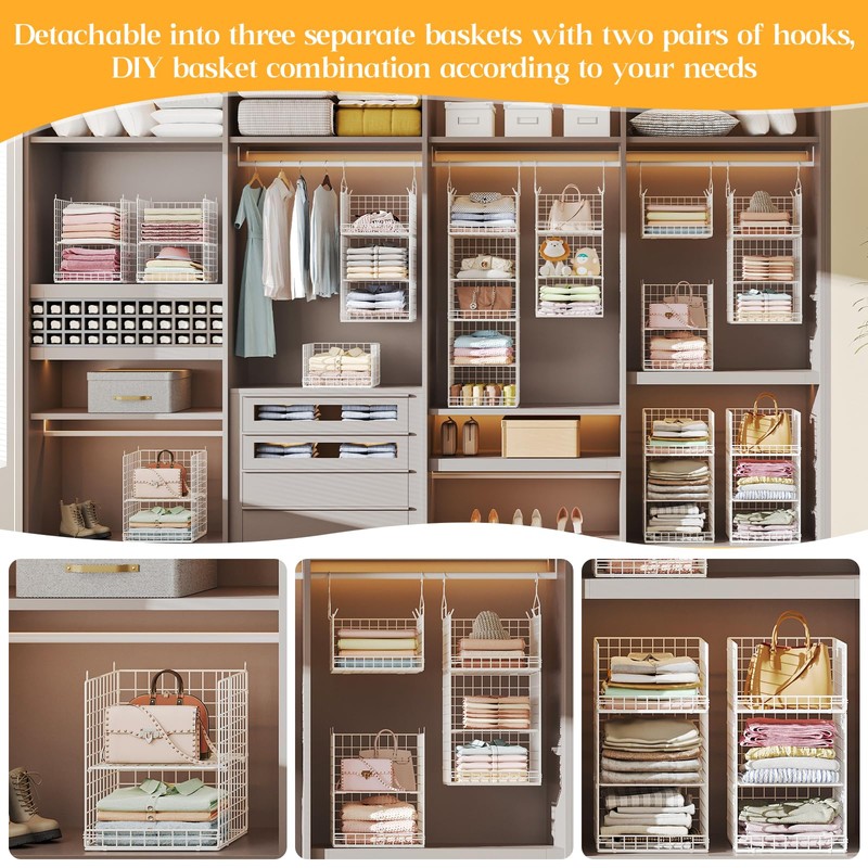 Yuyetuyo ﻿5 Tier Hanging Closet Organizer Separable Hanging Closet Shelves