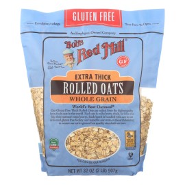 Bob's Red Mill Organic Gluten-Free Thick Rolled Oats 32 Oz. Case Dried Instant Oat Flakes/Oatmeal