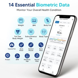 LOFTILLA Scale for Body Weight, Smart Digital Body Fat Scales Sync with App, 14 Body Composition Analyzer, 400 lb Capacity, Black